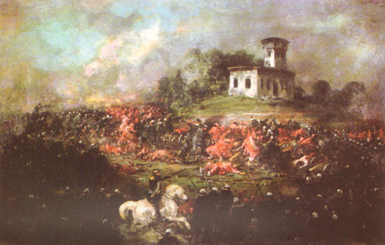 Representação da batalha de Pavón, travada na Argentina em 1861