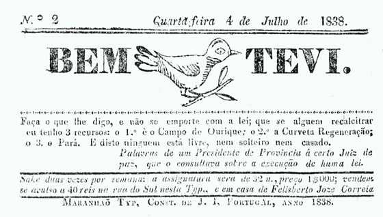 Cabeçalho do periódico O Bemtevi